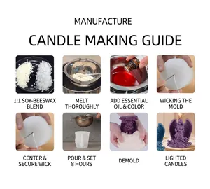 Step-by-step DIY candle making tutorial with silicone mold and wax