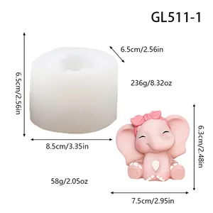 Stampo in silicone a forma di elefantino per candele e torte fai-da-te con misure