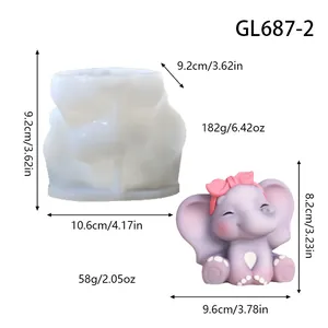 Stampo in silicone a forma di elefante per candele fai da te e decorazioni in pasta di zucchero