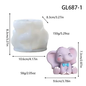Stampo in silicone a forma di elefante carino con dimensioni e peso per fai da te e dolci.