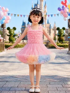 Girls Starry Tutu Princess Dress For Kids Performance Party Sleeveless Mesh Ruffle Tiered Ball Gown Dress