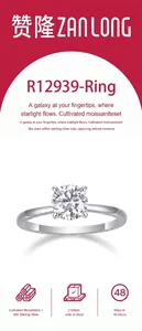 Detail of 925 sterling silver ring with a sparkling round-cut moissanite stone