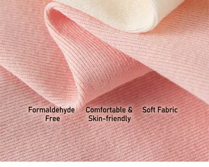 Macro view of soft pink ribbed cotton fabric detail for comfortable kids summer clothing