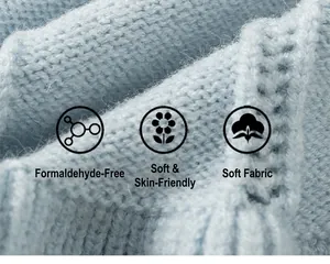 Macro detail of soft light blue knitted fabric for cozy children's clothing texture