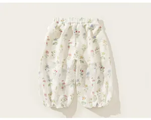 Elegant lightweight floral mesh lantern pants for girls summer toddler fashion clothes
