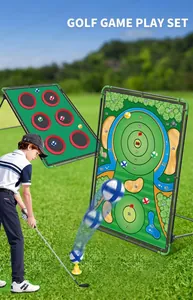 4-in-1 tragbares Golfspiel-Set mit doppelseitiger Zielmatte und Bällen für draußen