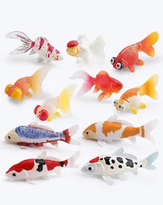 Ensemble de modèles réalistes de poissons d'ornement avec poissons rouges et carpes koï