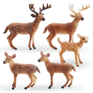 Figurines de Modèle de Cerf Animal de Forêt en PVC Réalistes Statue de Cerf Sika à Queue Blanche de Simulation pour Enfants Jouets Éducatifs Cognitifs Ornements de Décoration de Maison