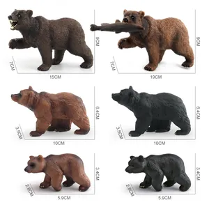 Realistic wild animal bear model set including roaring bear and bear with fish figures