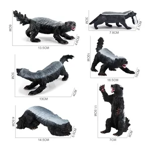 Ensemble de figurines réalistes de ratel montrant les dimensions pour diverses poses