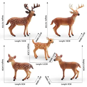 Lot de 5 figurines de cerfs réalistes avec dimensions détaillées en CM.