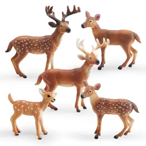 Ensemble de figurines de cerfs de forêt réalistes avec des cerfs, des biches et des faons