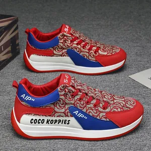 Designer Luxury Men's Canvas Board Shoes Breathable Casual Sneakers Color Block Scroll Pattern Slip On Loafers Outdoor Work Shoes