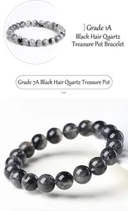 Pulsera de cuentas de cuarzo rutilado negro natural grado 7A estilo cornucopia chic