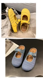 Breathable mesh clogs with thick soles and adjustable buckle strap for summer wear.