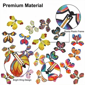 Détail du jouet papillon volant avec cadre en plastique robuste et ailes colorées
