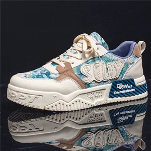 Herren Mode Leinwand Patchwork Skate-Schuhe Plateau Trendy Lässig Walking Sneakers Für Männer Koreanischen Stil Low Top Schuhe