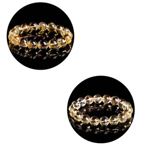 Detail comparison showing 4A and 5A grade natural citrine crystal beaded bracelets
