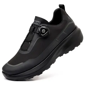 Zapatillas deportivas negras para hombre con cierre de hebilla giratoria para senderismo