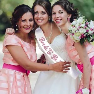 Premium white and pink Bride to Be sash set for bachelorette party wedding event decor