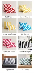 Waterproof outdoor cushion covers featuring various striped and chevron geometric patterns