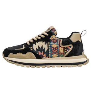 Men's ethnic style low-top sports sneakers featuring colorful tribal weaving patterns