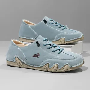 Light blue wide-fit casual loafers with textured octopus rubber sole
