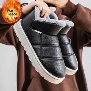 Warm men's winter boots with thick fleece lining and waterproof quilted leather upper