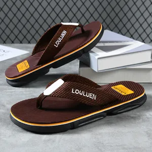 Herren Flip-Flops Sommer Dicke Sohle Rutschfeste Sandalen Strand Freizeitschuhe Baumwollgewebe Webbänder Bequeme Outdoor-Kleidung