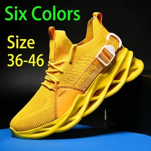 Flyknit Mesh Breathable Blade Sole Sneakers Unisex Sport Leisure Running Shoes Comfortable Shock Absorption Outdoor Footwear