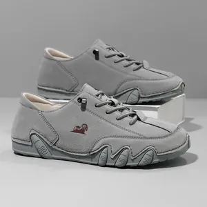 Premium grey casual men's shoes with unique wavy octopus sole and wide fit design