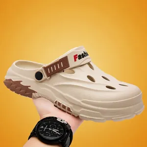 Men's breathable garden clog shoes with thick soles for outdoor beach and water activities
