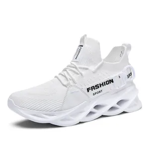 Leichte weiße Blade-Laufschuhe mit atmungsaktivem Mesh für Unisex-Freizeitsportbekleidung