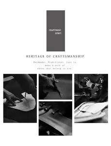 Black and white detail showing traditional handmade shoe craftsmanship and leather cutting.