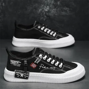 Men Casual Canvas Skate Shoes Platform Breathable Low Top Sneakers Fashion Letter Print Non-Slip Height Increasing Sport Shoes