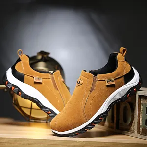 Baskets Décontractées de Plein Air pour Hommes Chaussures de Marche Slip-on Respirantes Légères en Cuir Synthétique Chaussures de Sport Vintage