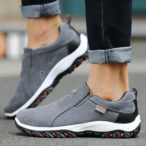 Chaussures d'extérieur légères pour hommes, grises et décontractées, sans lacets.