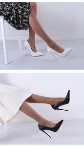 High 12.5cm stiletto pumps in black and white with pointed toe and slim heels