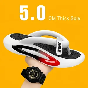 Herren Damen Sportlich Flip Flops Dicke Sohle Rutschfest EVA Sommer Strand Sandalen Smile Buchstaben Druck Lässig Outdoor Slipper