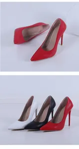 Collection of elegant 12.5cm ultra-high thin heel stilettos in red, white and black