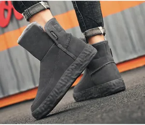 Botas de invierno para hombre de ante con forro cálido y suela gruesa antideslizante.