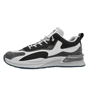 Herren Sneaker mit dicker Sohle, atmungsaktive Freizeitschuhe in Schwarz-Weiß-Grau
