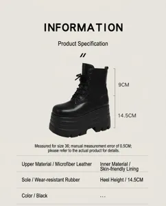 Schwarze 14,5 cm Ultra-Plateau Martin Boots mit Schnürung, perfekt für Cosplay und Mode