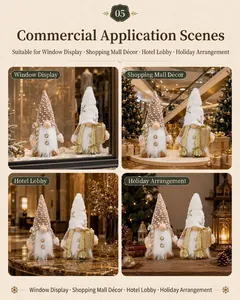 Gnomes de Noël décoratifs à longues barbes et paillettes dans des décors de fête élégants