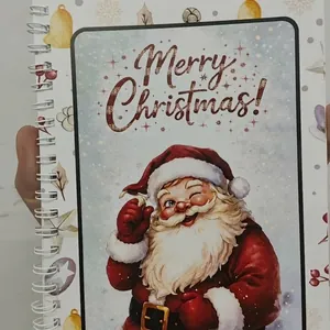 Spiralnotizbuch mit Weihnachtsmann-Motiv und Aufschrift Merry Christmas