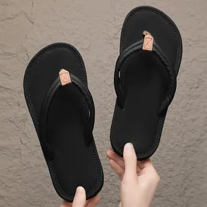 Klassische schwarze Herren-Flip-Flops für Strand und Outdoor mit rutschfesten Riemen