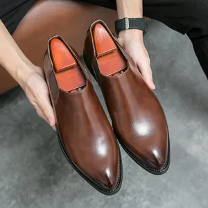 Herren Britischer Stil Spitze Loafer Slip On Halbschuhe Business Formell Freizeit Hochzeit Schuhe Mit Innen Erhöhter Sohle