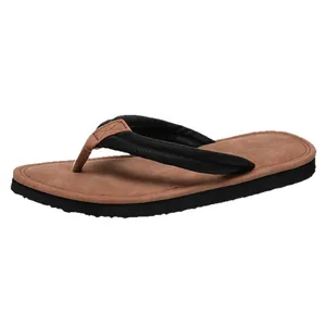 Herren-Flip-Flops für den Strand mit braunem Fußbett und schwarzen Riemen für Komfort