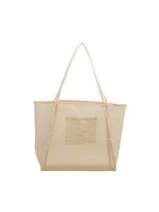 Minimalist large capacity breathable mesh tote bag for women summer beach and shopping trips