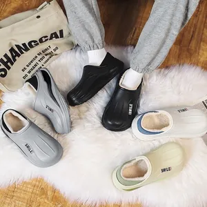 Sabots d'hiver doublés en peluche, pantoufles en coton antidérapantes intérieur extérieur